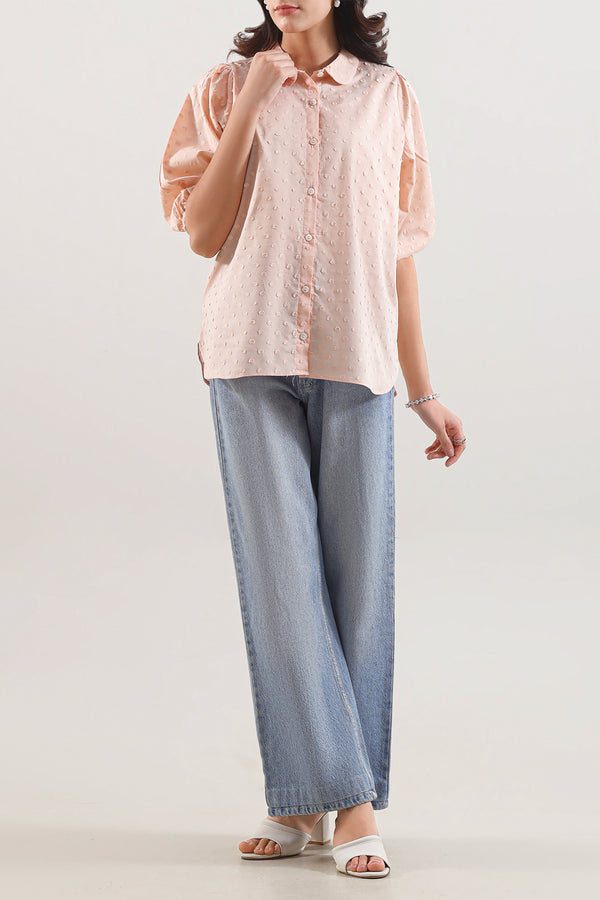 Solid Reverse Jacquard Stitched Shirt