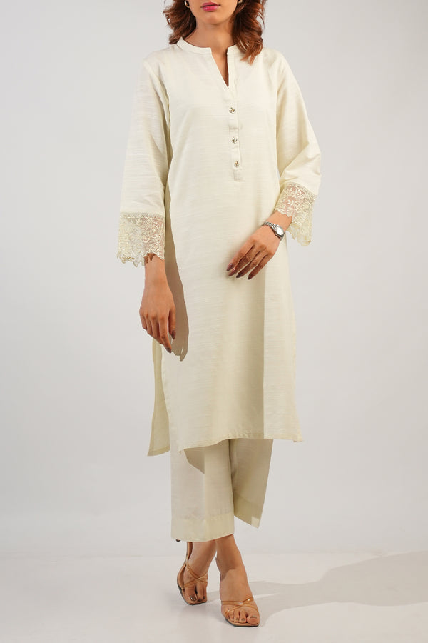 Solid Embroidered Khaddar Stitched Shirt