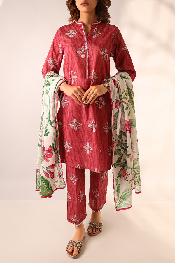 Printed Soft Touch Cotton Stitched 3 Piece