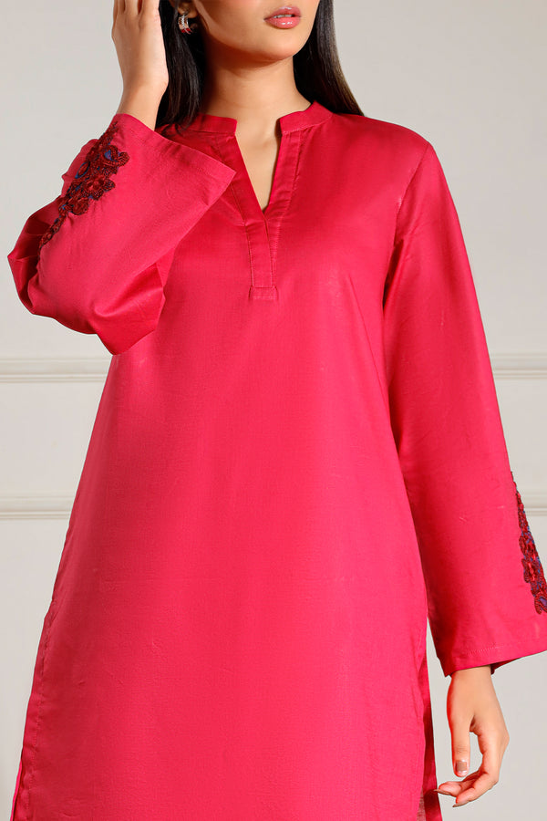 Solid Embroidered Cambric  Stitched 2 Piece (Shirt/Trouser)