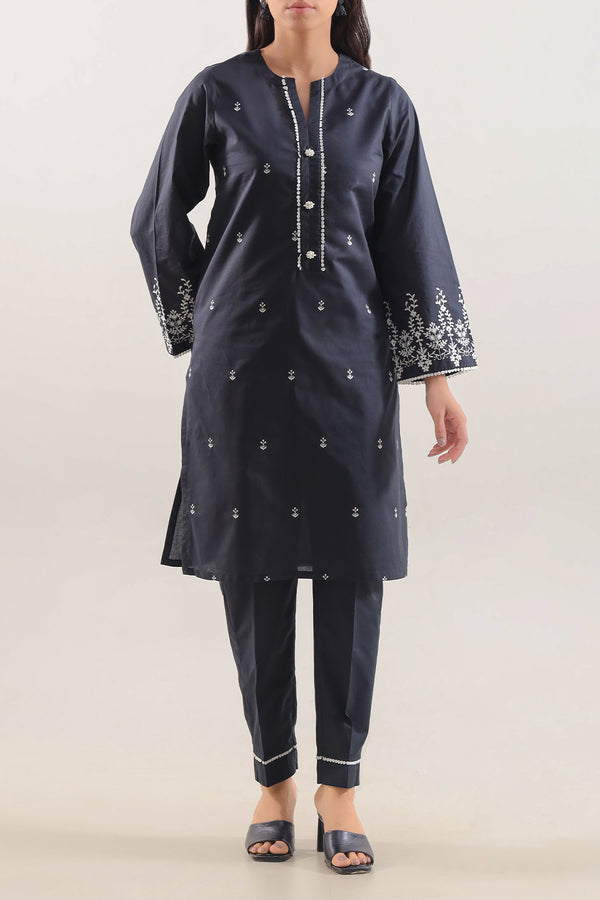 Solid Embroidered Cambric Stitched 2 Piece (Shirt/Trouser)