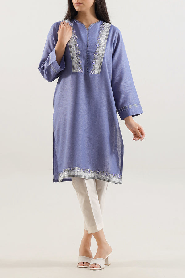 Solid Embroidered Karandi Stitched Shirt