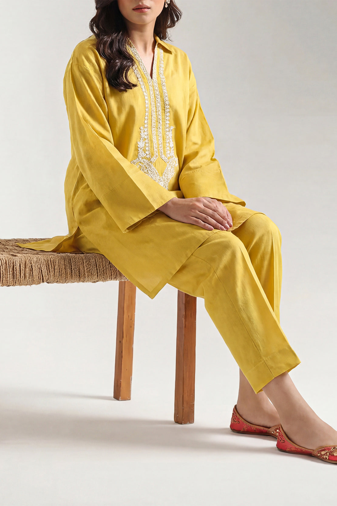 Embroidered Cotton Jacquard Stitched 2 Piece (Shirt/Trouser) – SAYA