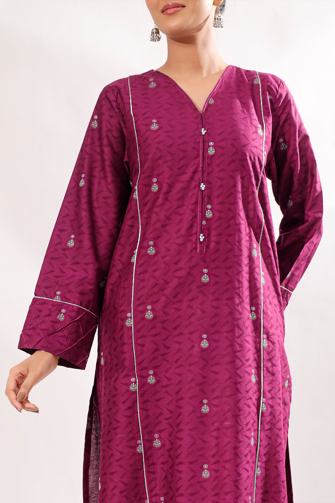 Stitched Cotton Jacquard Suit –(2PC Or Shirt) – SAYA