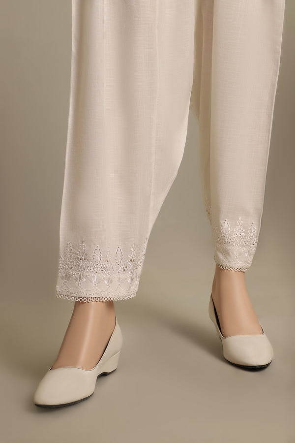 Embroidered Cross Hatch Pants
