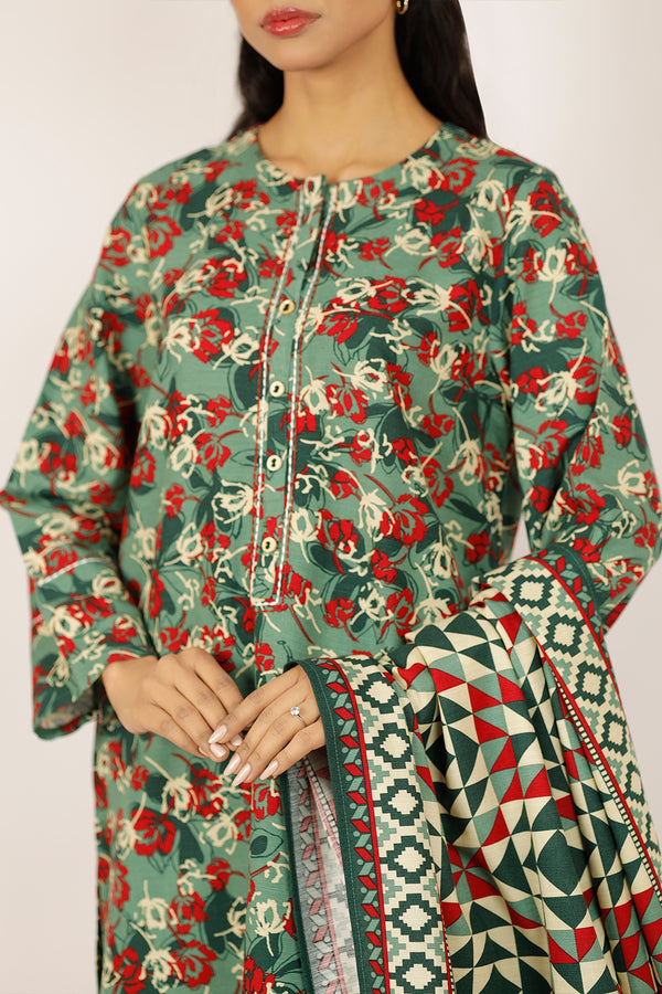 Printed Khaddar Stitched Shirt