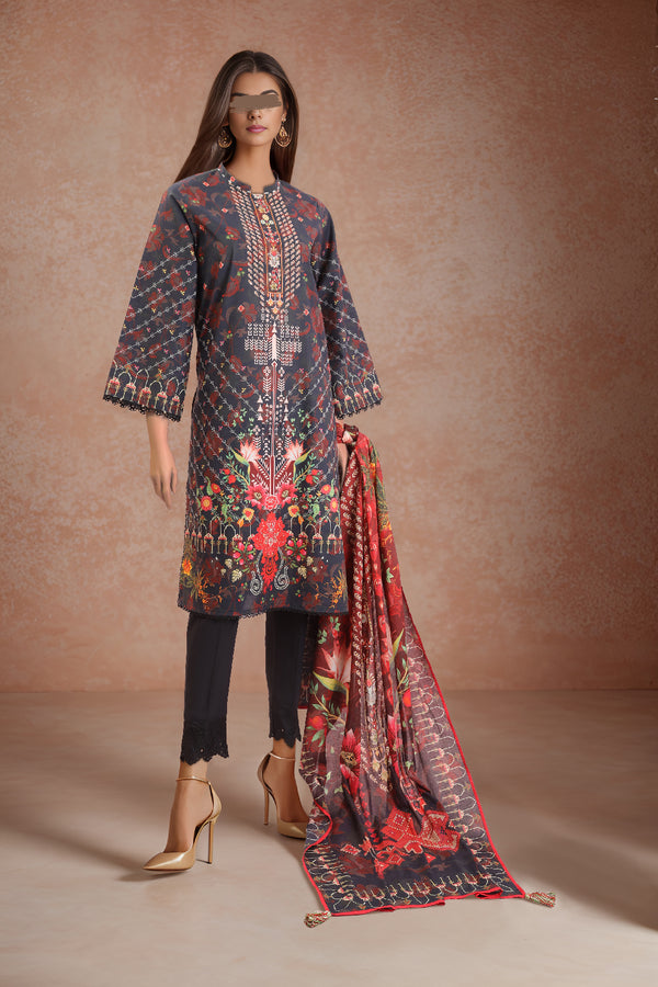 Unstitched Printed Lawn 3 Piece