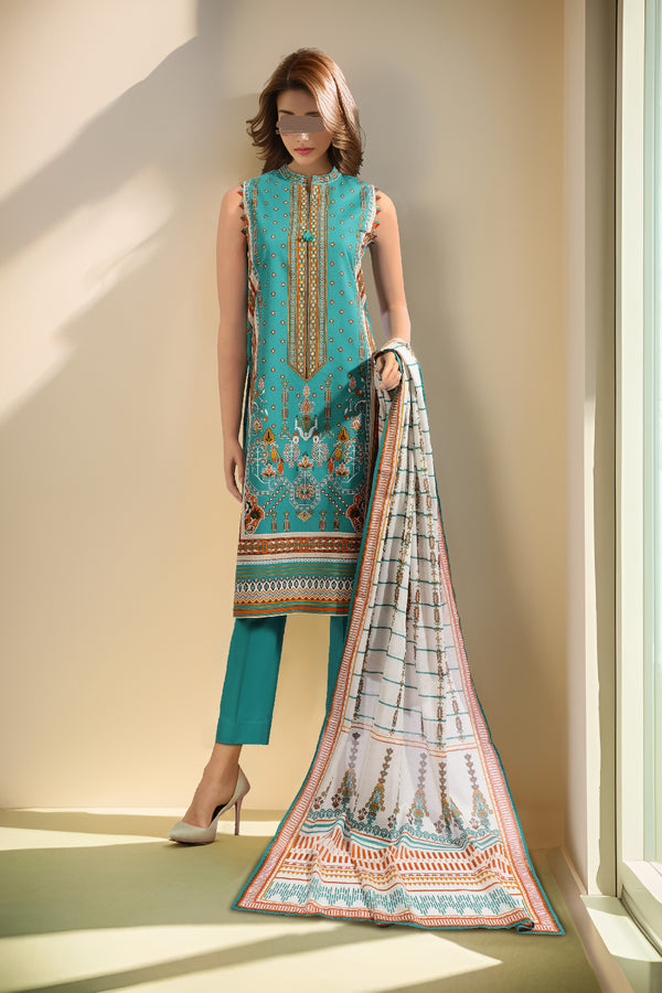 Unstitched Printed Lawn 2 Piece (Shirt/Dupatta)