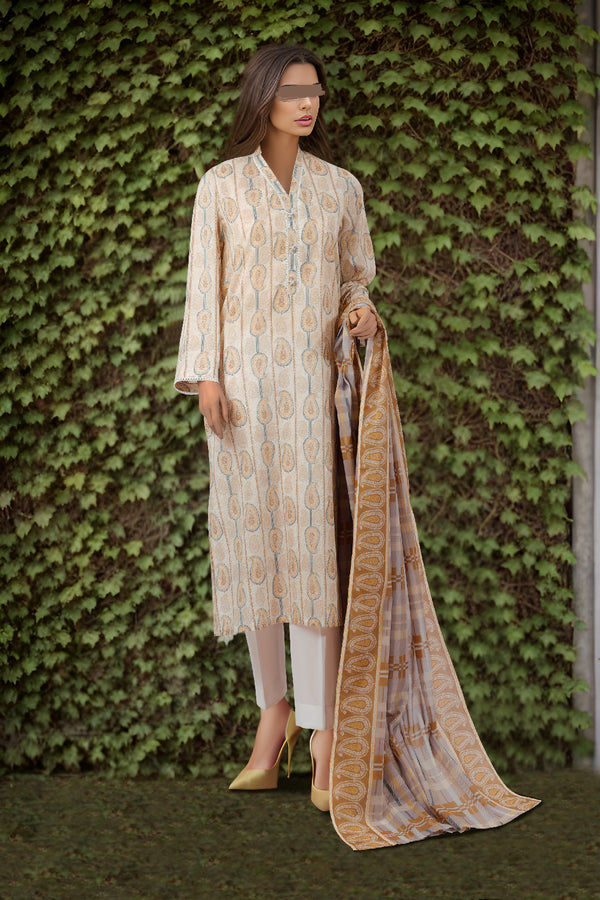 Unstitched Printed Lawn 3 Piece