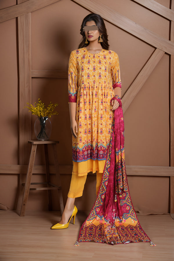 Unstitched Printed Lawn 3 Piece