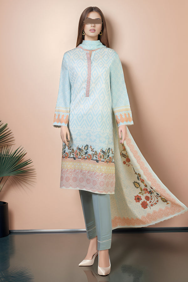 Unstitched Printed Lawn 3 Piece