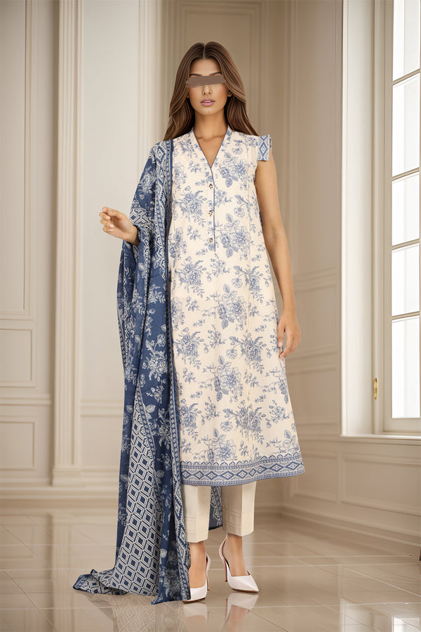 Unstitched Printed Cambric 2 Piece (Shirt/Dupatta)