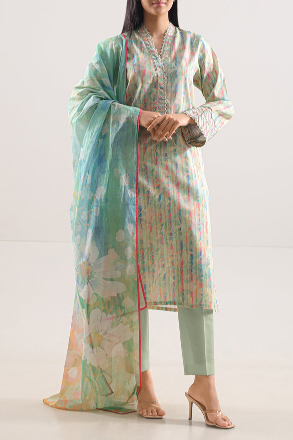 Unstitched Printed Lawn 3 Piece