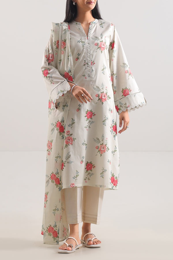 Unstitched Printed Lawn 3 Piece