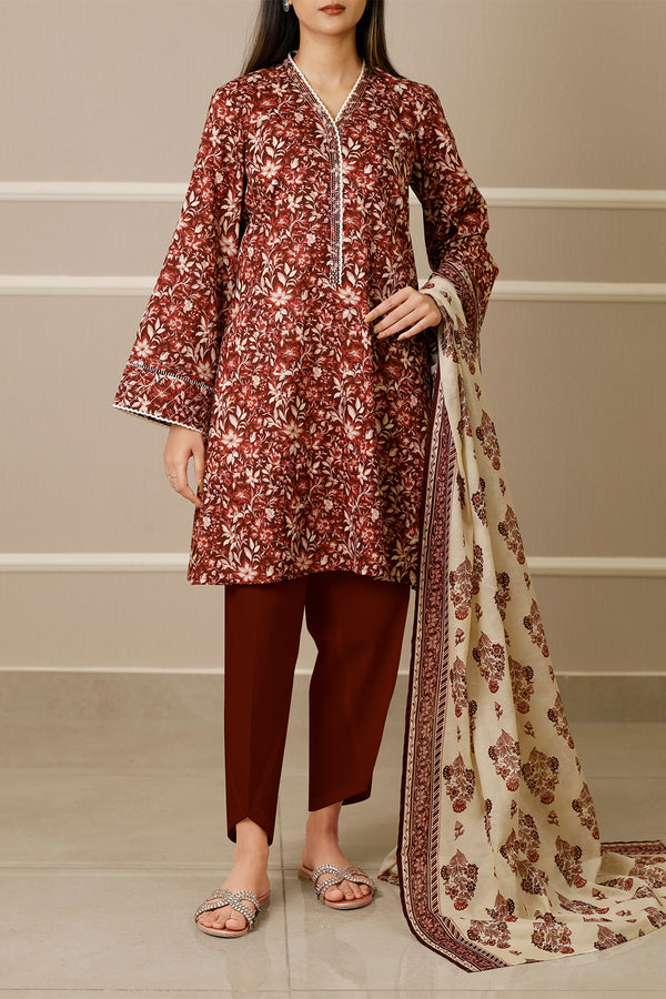 Unstitched Printed Lawn 3 Piece
