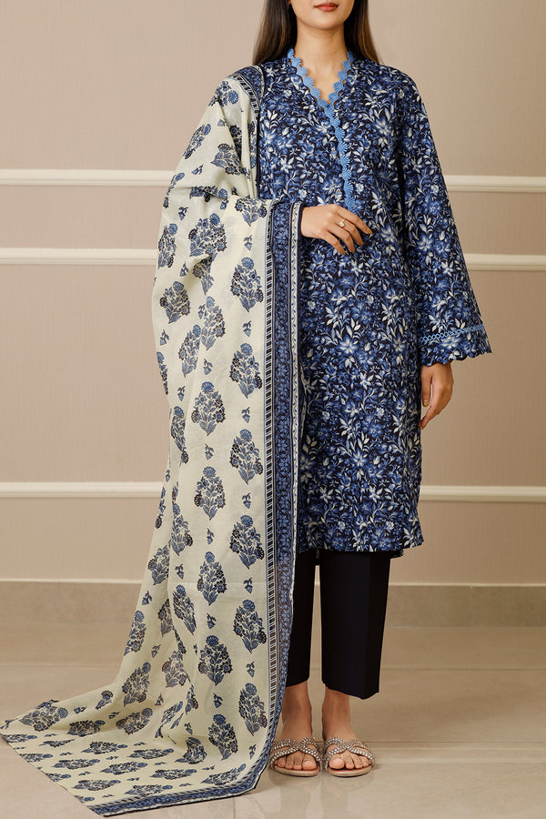 Unstitched Printed Lawn 3 Piece
