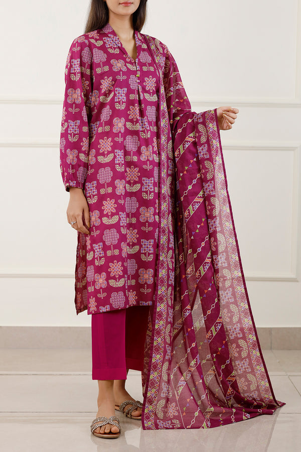 Unstitched Printed Lawn 3 Piece