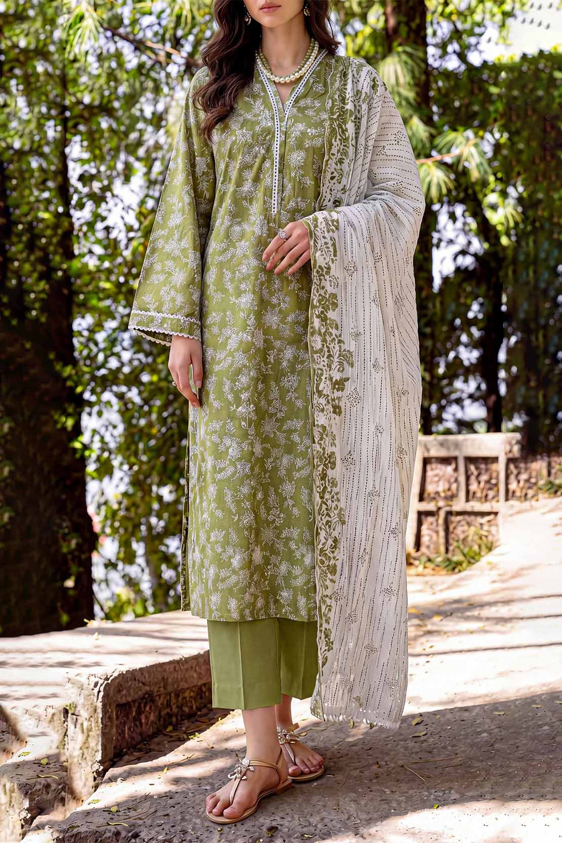 Unstitched Printed Lawn 3 Piece