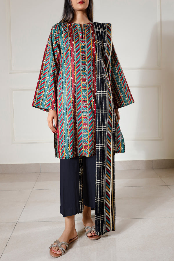 Unstitched Printed Lawn 3 Piece