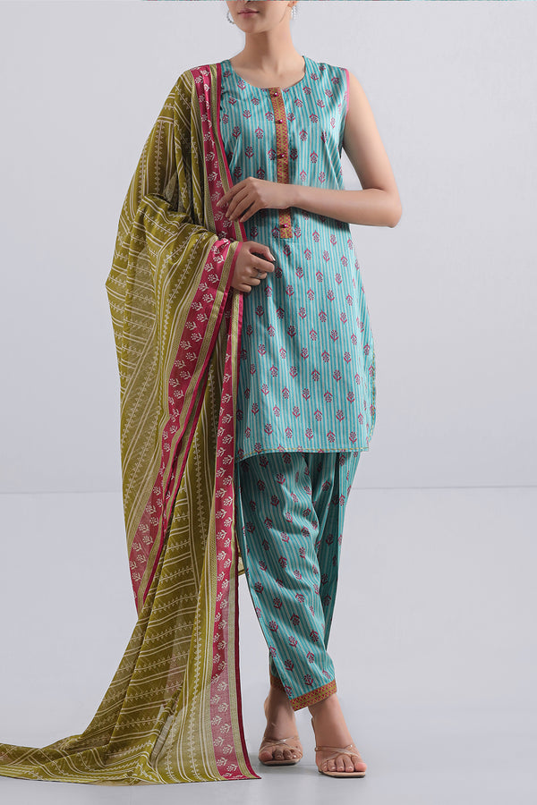 Unstitched Printed Lawn 2 Piece (Shirt/Dupatta)