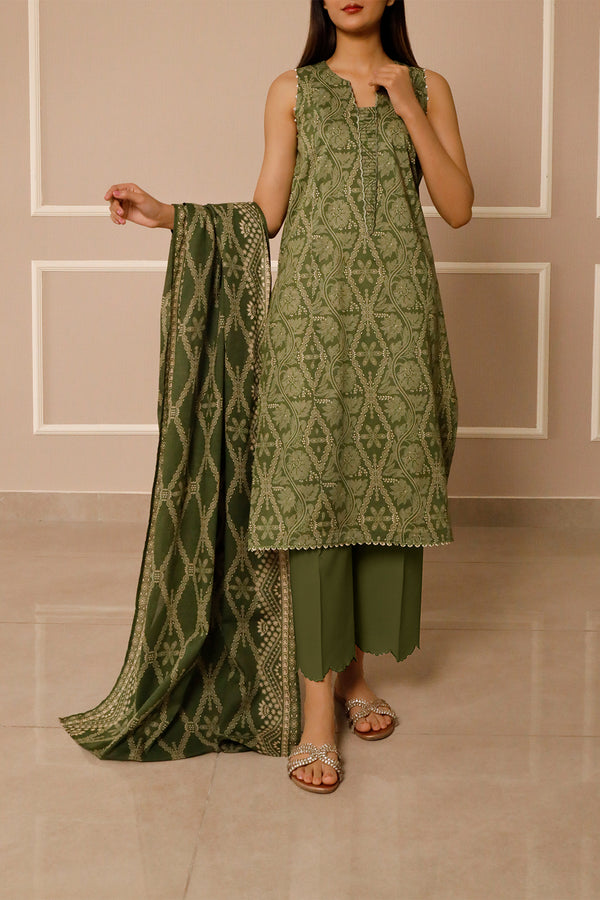 Unstitched Printed Lawn 3 Piece