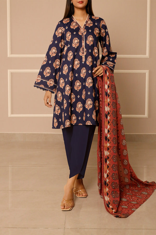 Unstitched Printed Lawn 3 Piece
