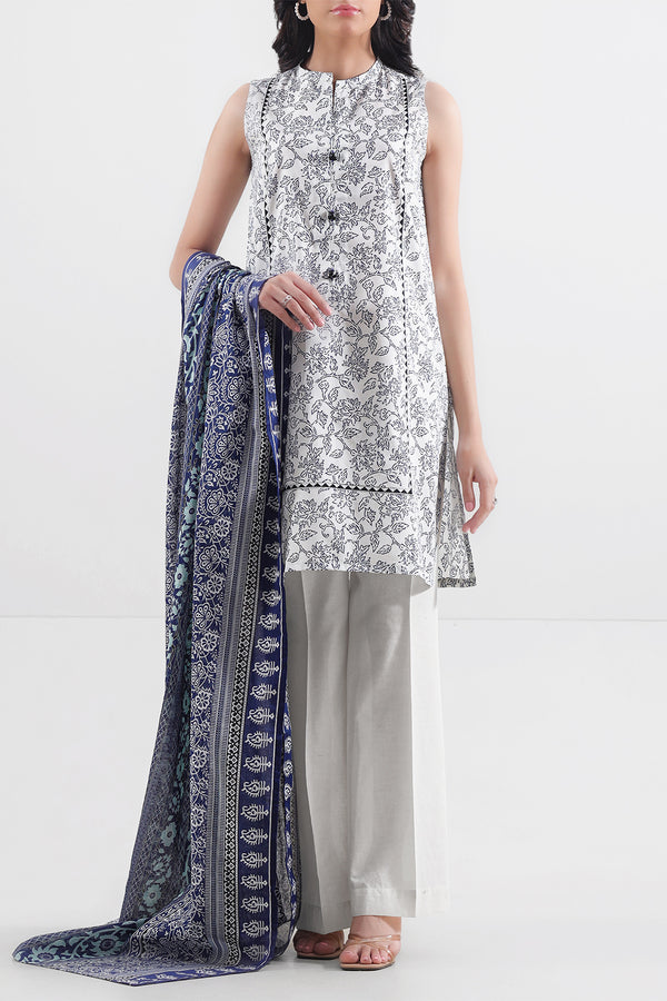 Unstitched Printed Lawn 2 Piece (Shirt/Dupatta)