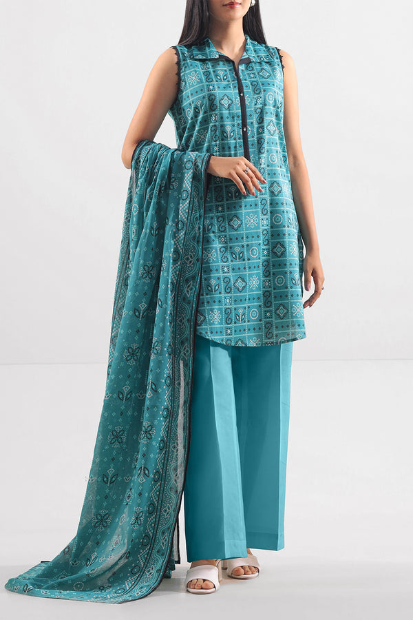 Unstitched Printed Lawn 2 Piece (Shirt/Dupatta)