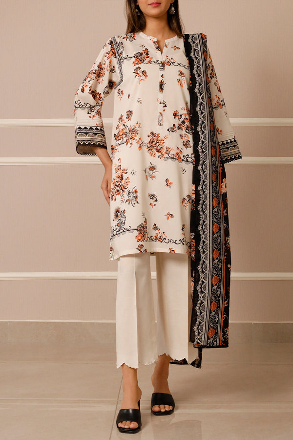 Unstitched Printed Lawn 3 Piece