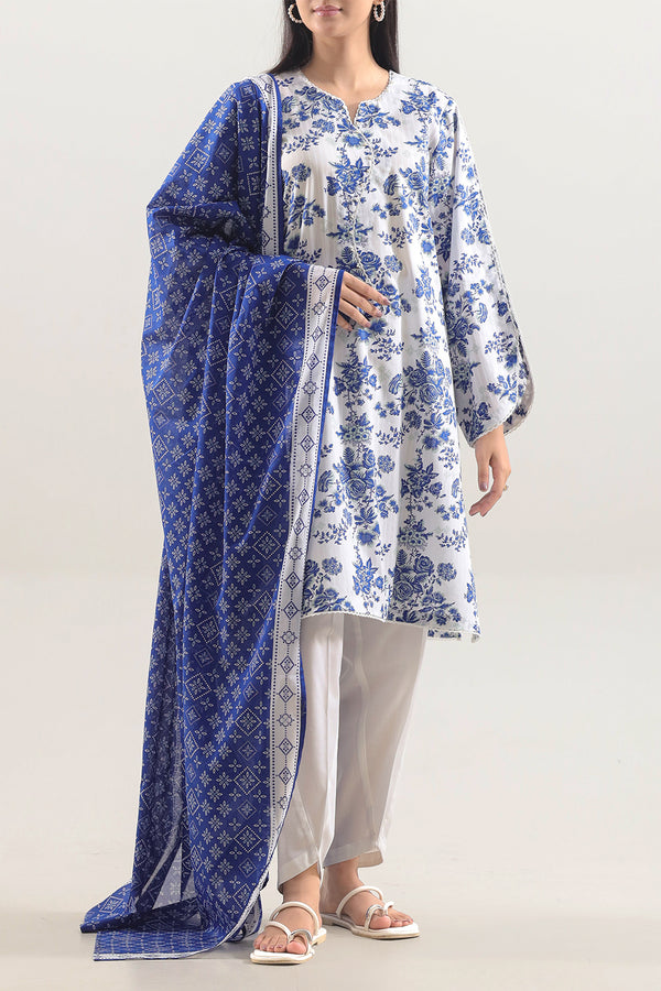 Unstitched Printed Strip Lawn 3 Piece