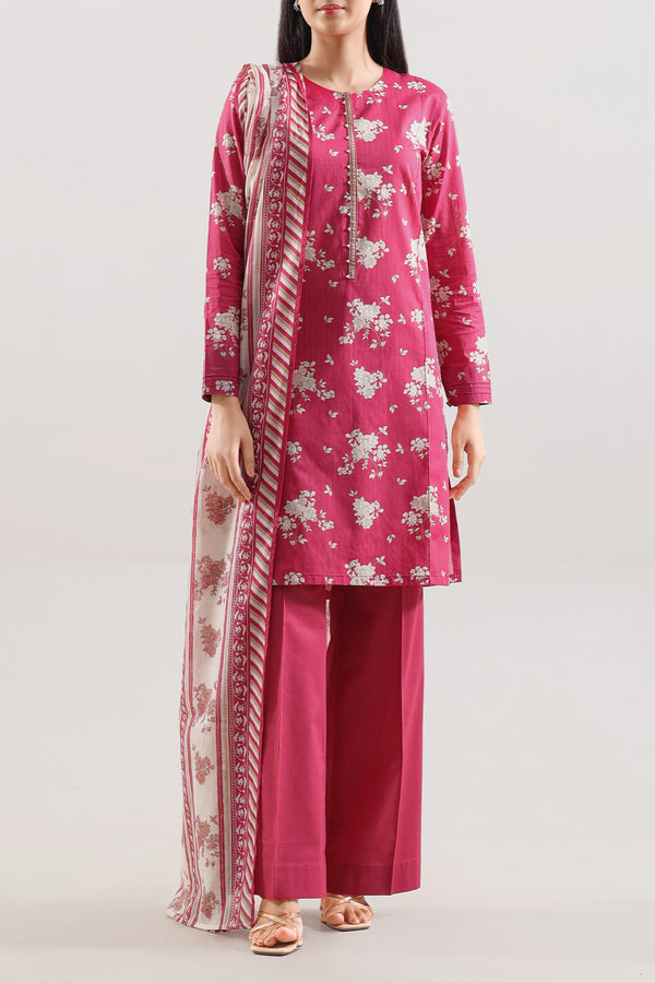 Unstitched Printed Strip Lawn 3 Piece