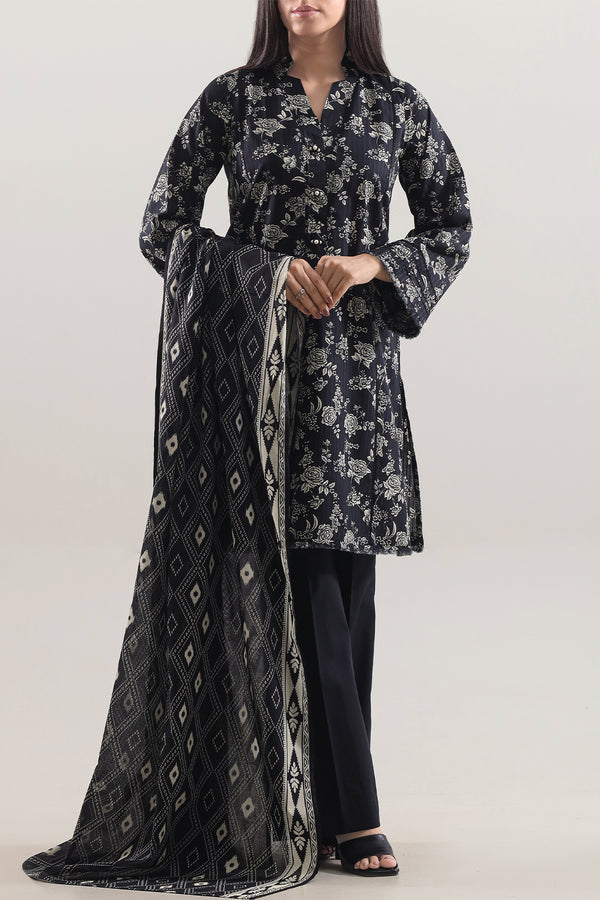 Unstitched Printed Strip Lawn 3 Piece