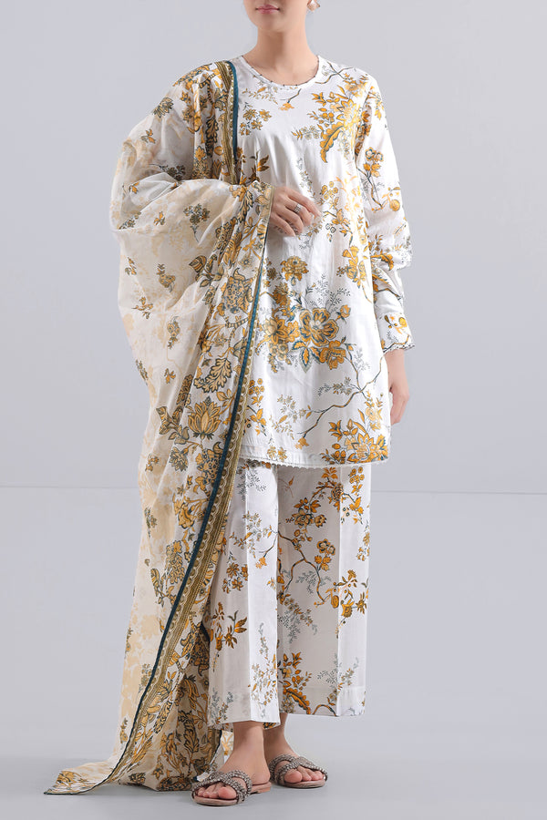 Unstitched Printed Lawn 2 Piece (Shirt/Dupatta)