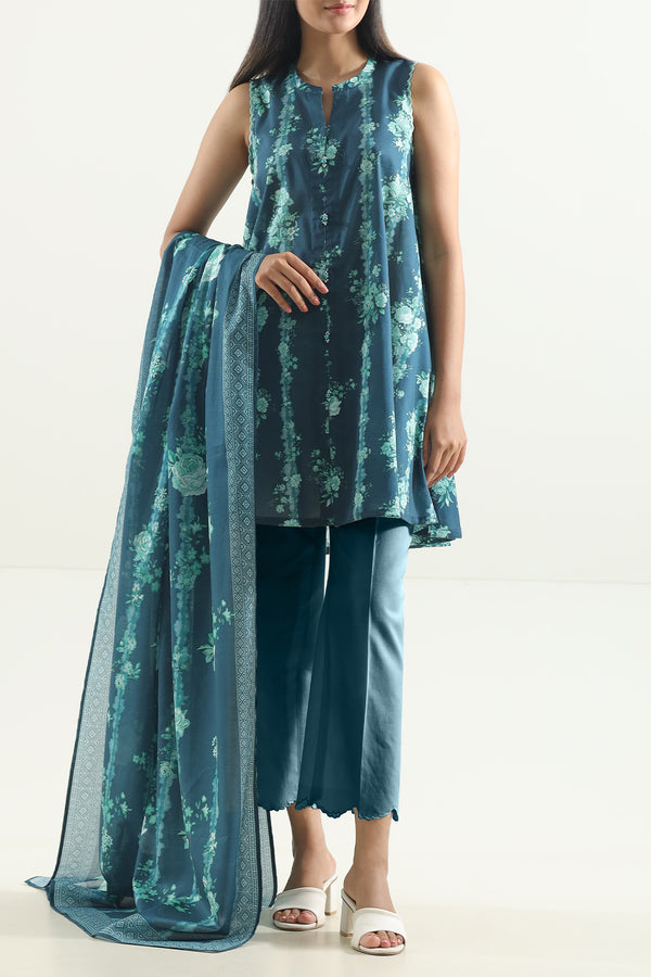 Unstitched Printed Lawn 3 Piece