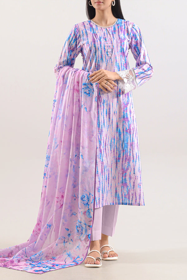 Unstitched Printed Embroidered Lawn 3 Piece