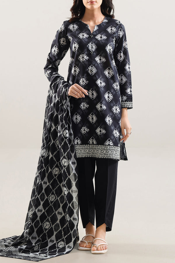 Unstitched Printed Embroidered Lawn 3 Piece