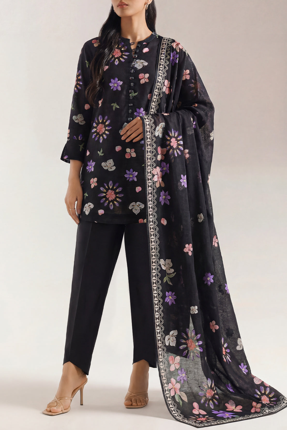 Black Printed Lawn 3-Piece