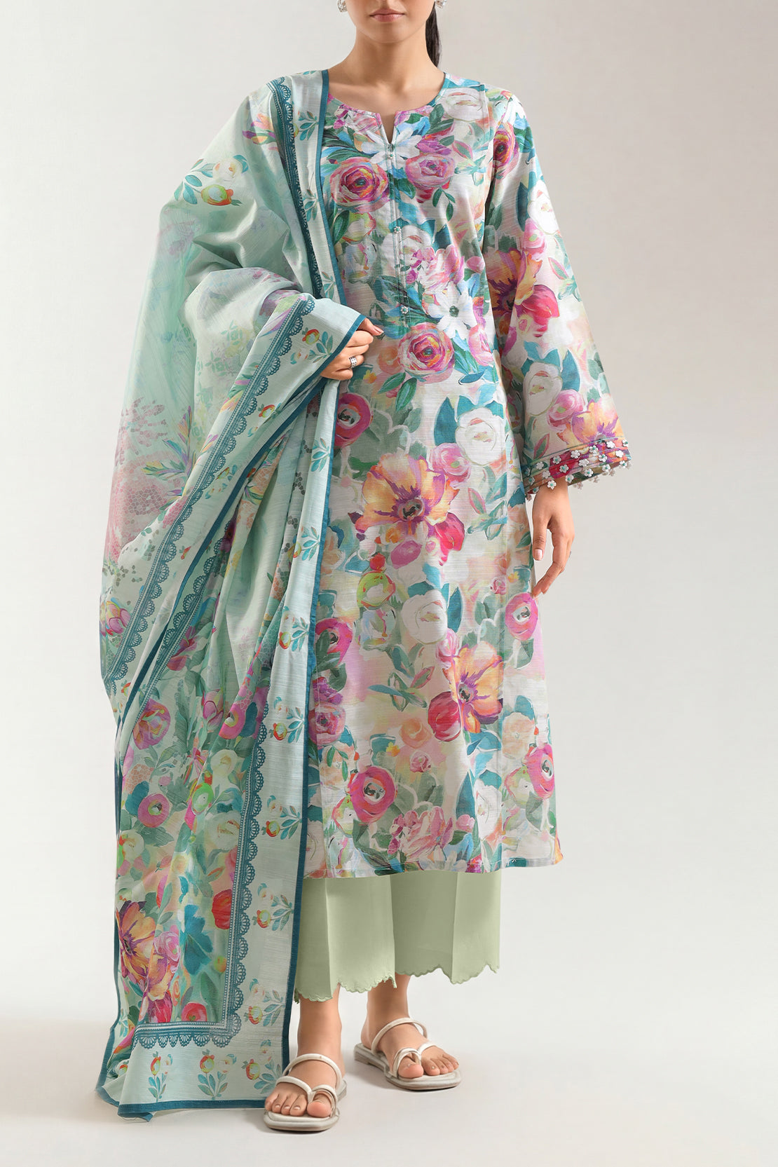 Unstitched Printed Lawn 3 Piece – SAYA