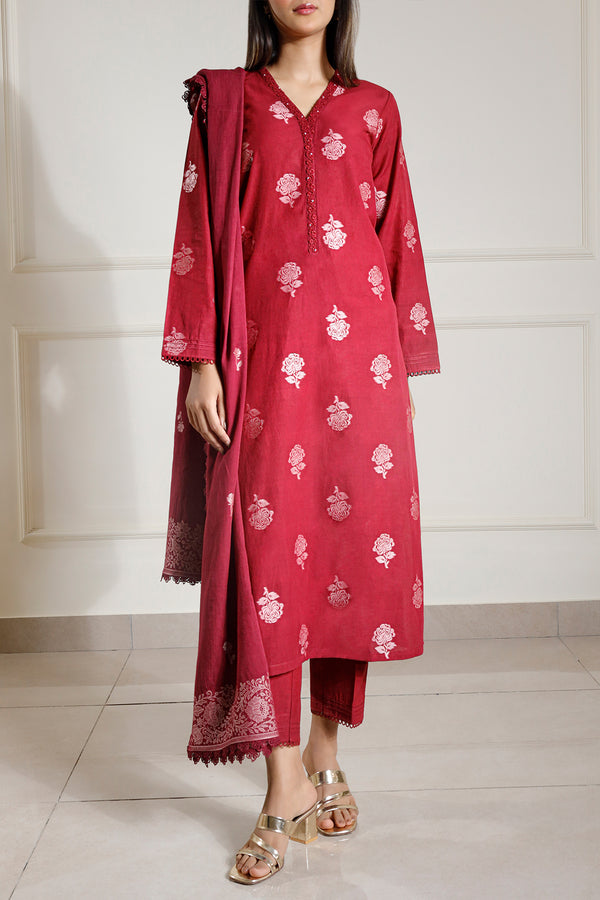 Unstitched Jacquard Cotton 3 Piece