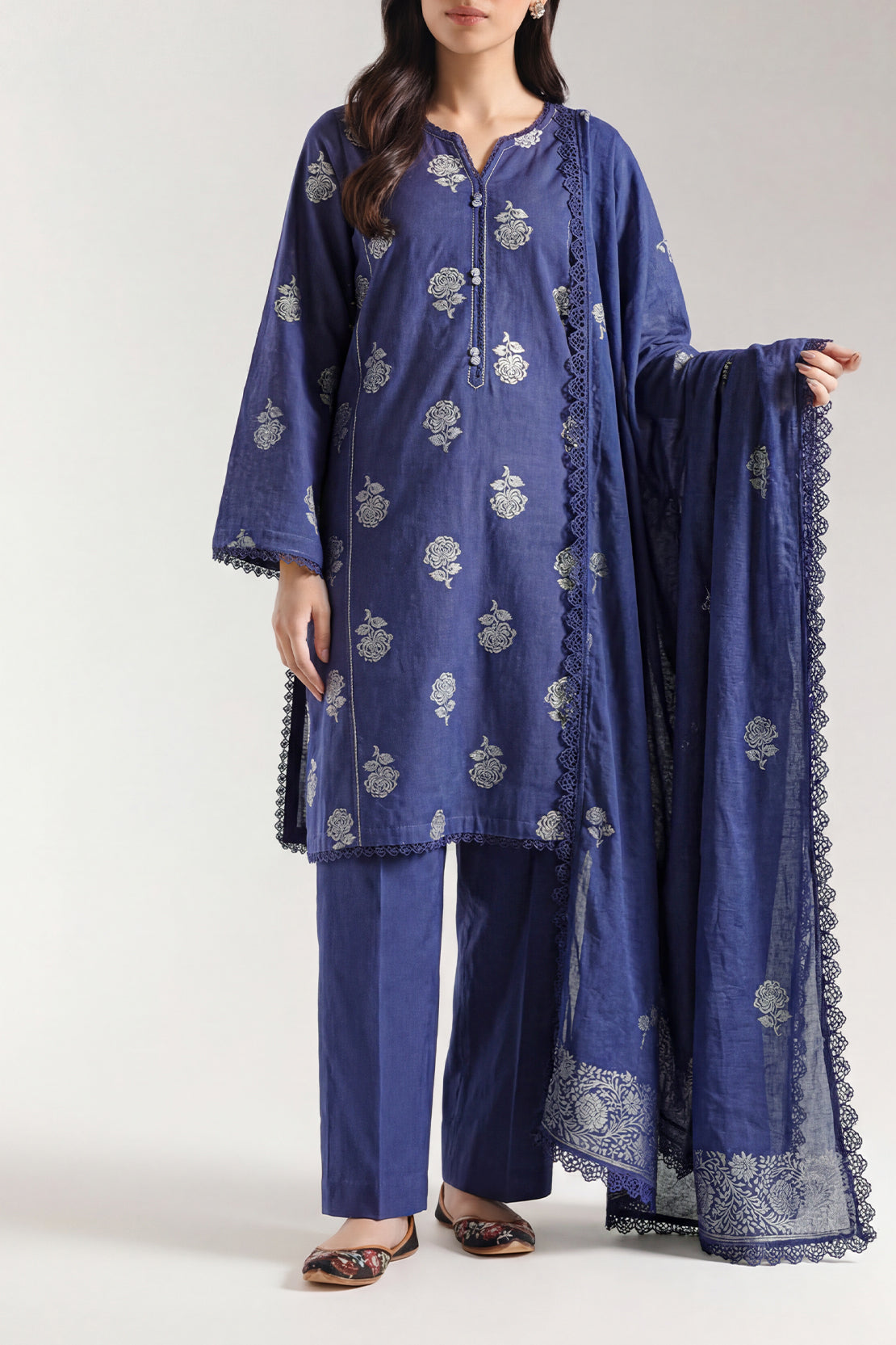 Unstitched Jacquard Cotton 3 Piece – SAYA