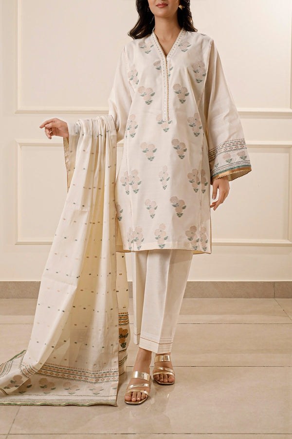 Unstitched Jacquard Cotton 3 Piece