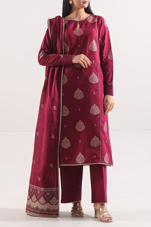 Unstitched Jacquard Cotton 3 Piece