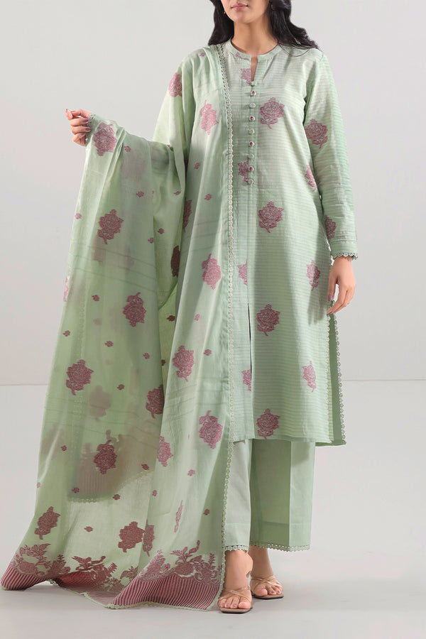 Unstitched Jacquard Cotton 3 Piece