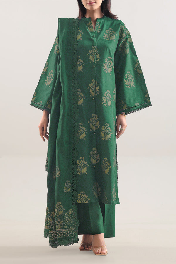 Unstitched Cotton Jacquard 3 Piece