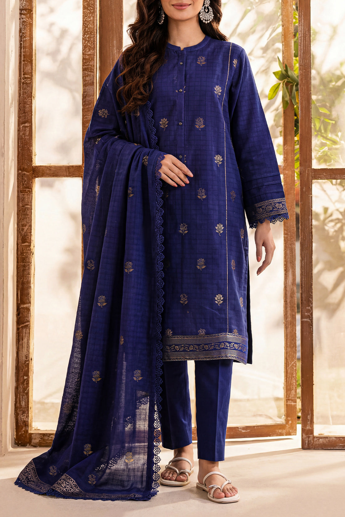 Unstitched Jacquard Cotton 3 Piece – SAYA