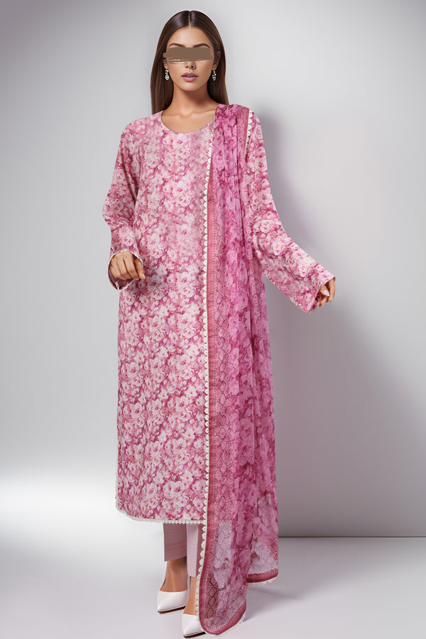 Unstitched Printed Lawn 3 Piece