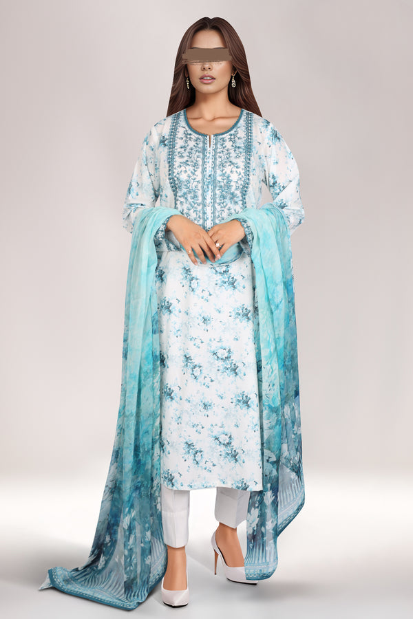 Unstitched Embroidered Lawn 3 Piece