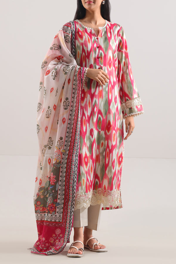 Un-Stitched Printed Embroidered Cotton Tencel 3 Piece