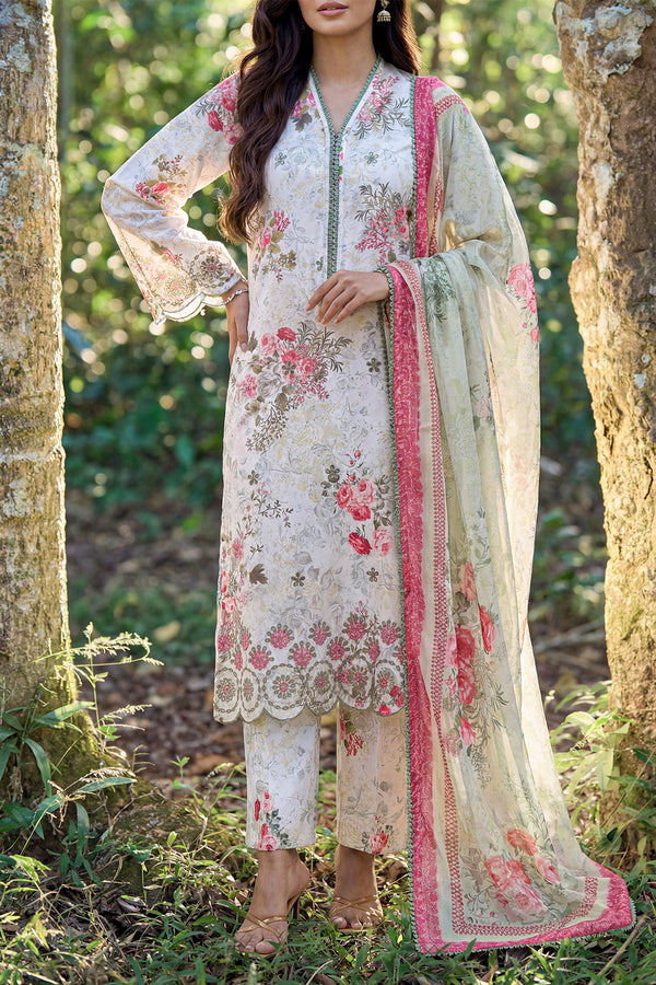 Unstitched Printed Embroidered Premium Lawn 3 Piece