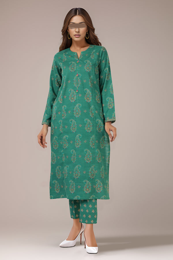 Unstitched Printed Cotton Khaddar 2 Piece (Shirt/Trouser)